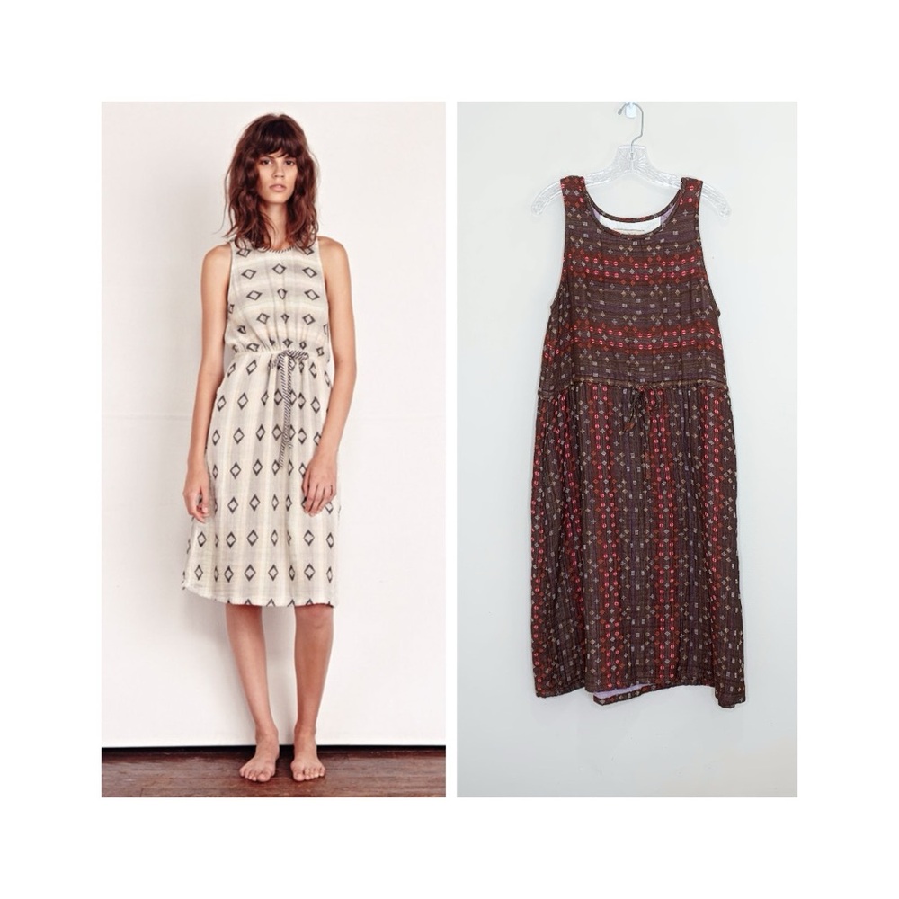 Ace & Jig Surf Dress (Sz L) Sleeveless Double Gauze Cotton Brandy Brown
